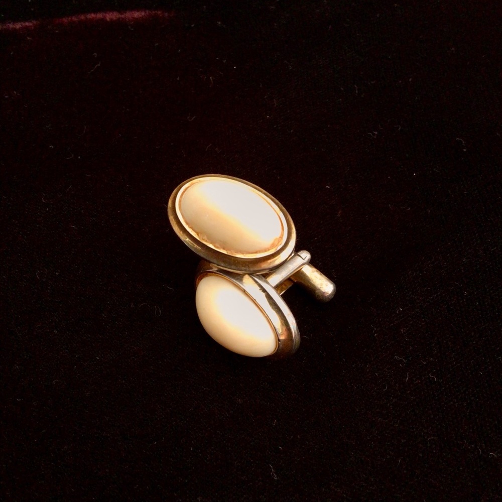 Vintage Cream and Gold Cufflinks